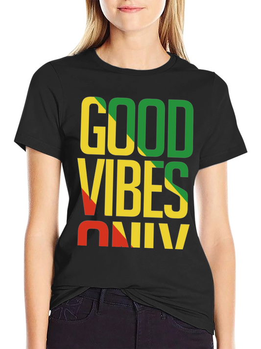 Good Vibes Only Black Graphic Tee - Reggae Style