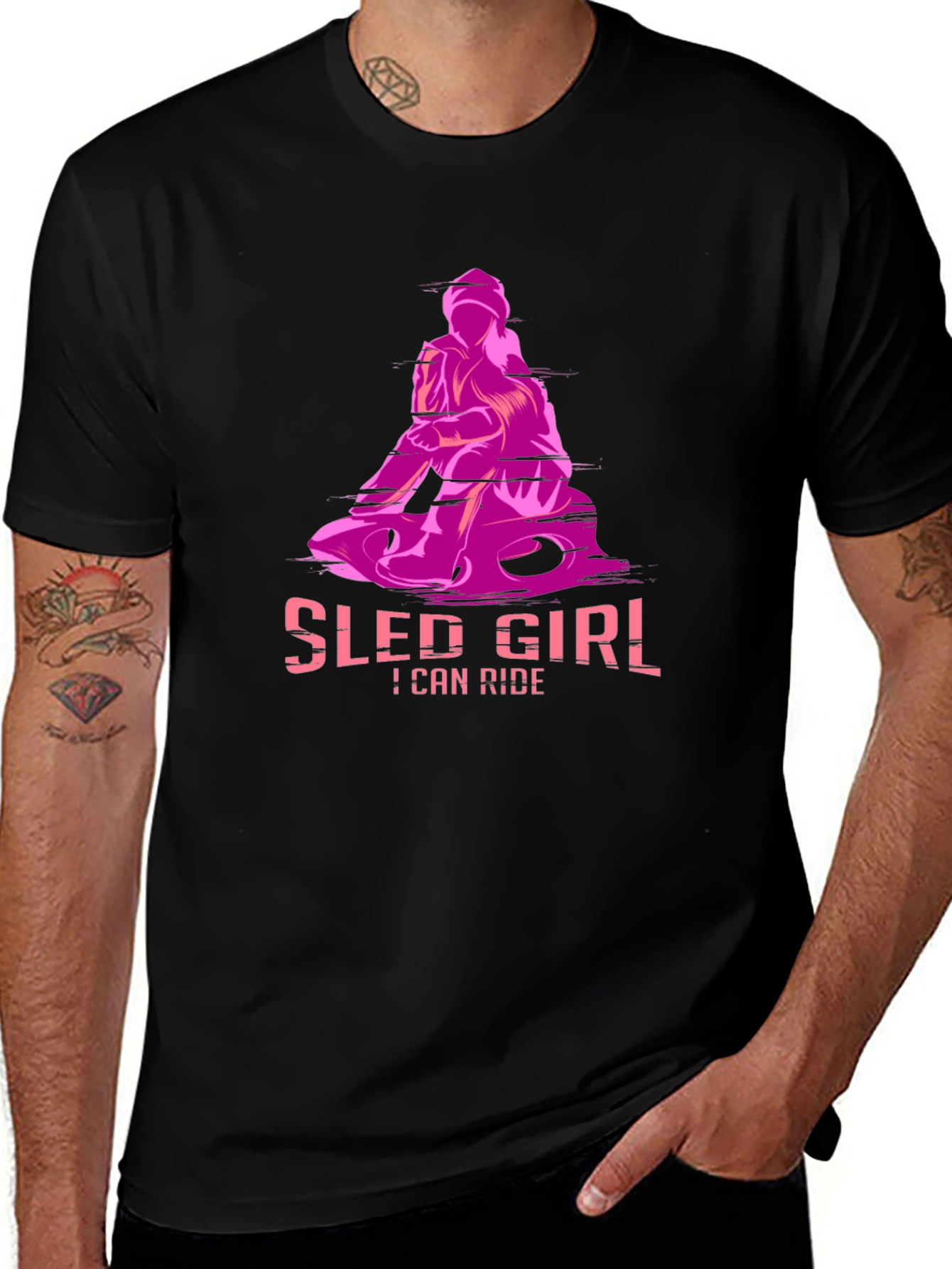 Sled Girl T-Shirt - I Can Ride - Black