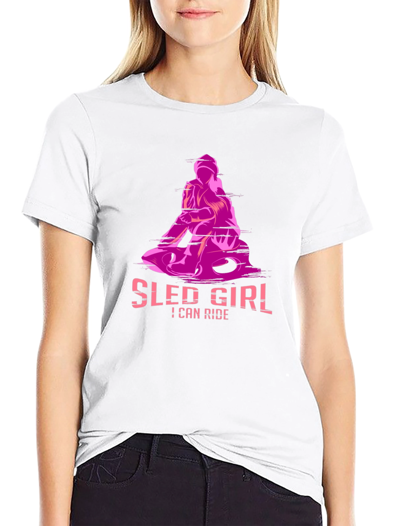 Sled Girl T-Shirt - I Can Ride - Black