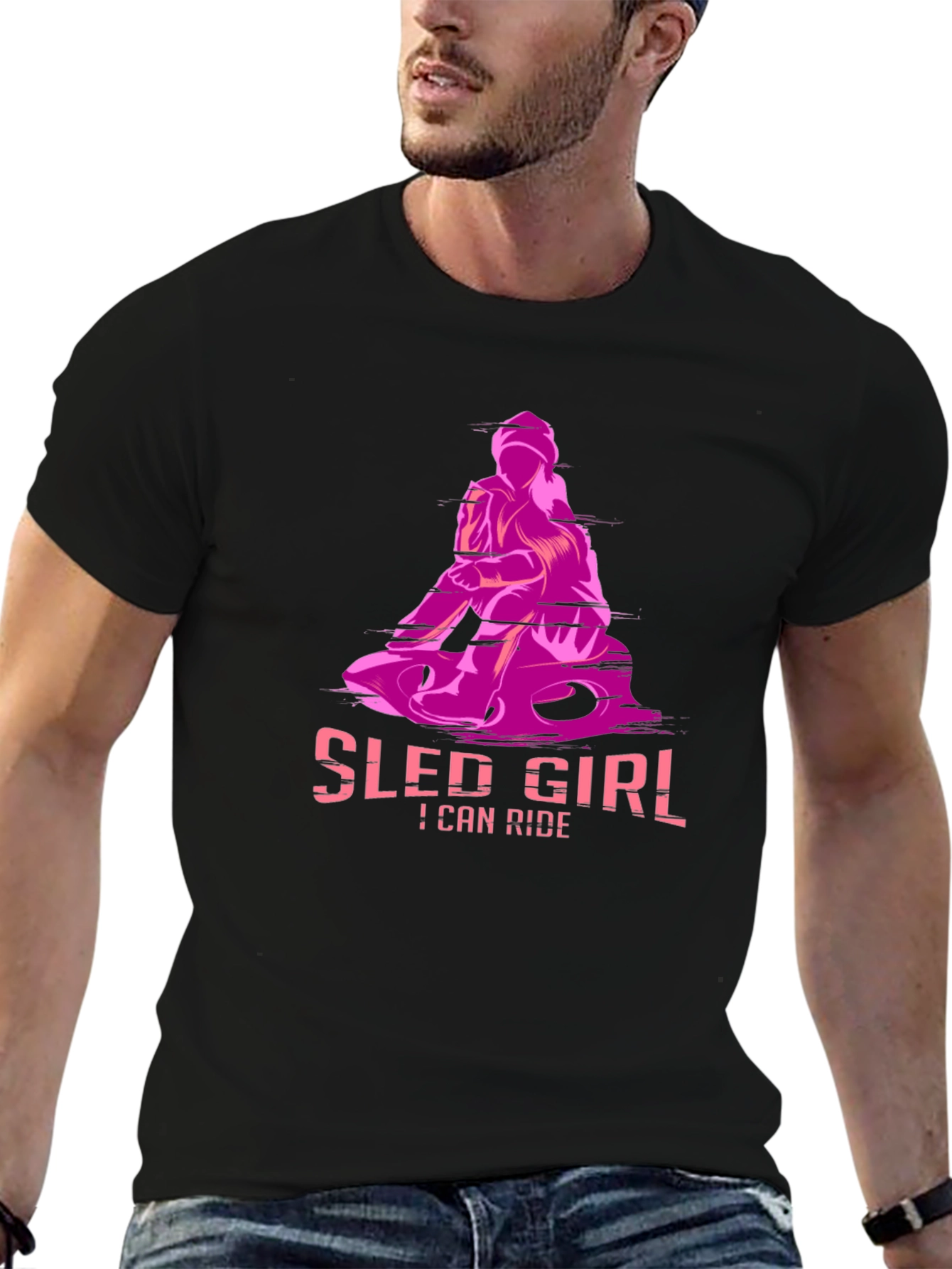 Sled Girl T-Shirt - I Can Ride - Black