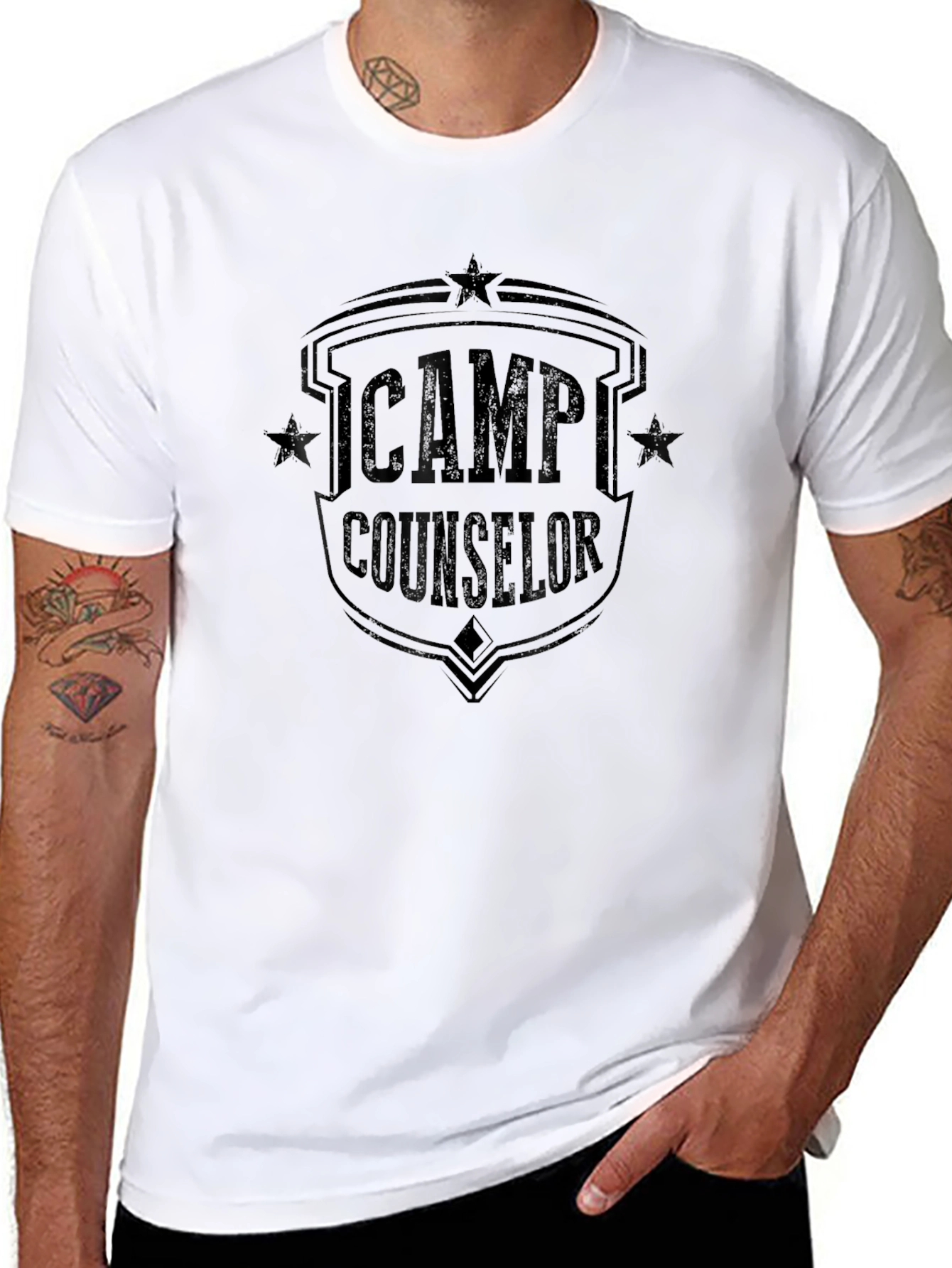 Camp Counselor Black T-Shirt - Retro Design