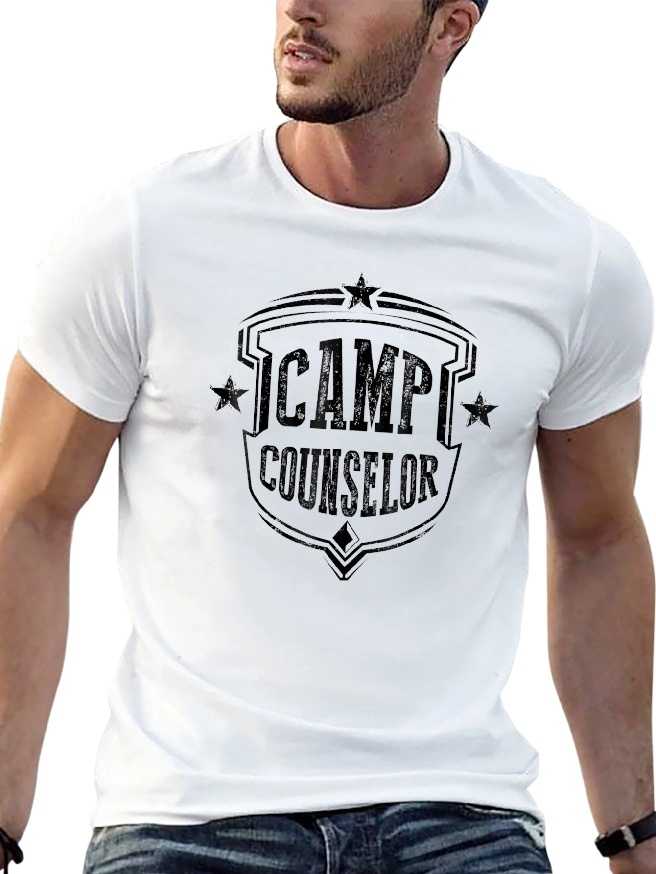 Camp Counselor Black T-Shirt - Retro Design