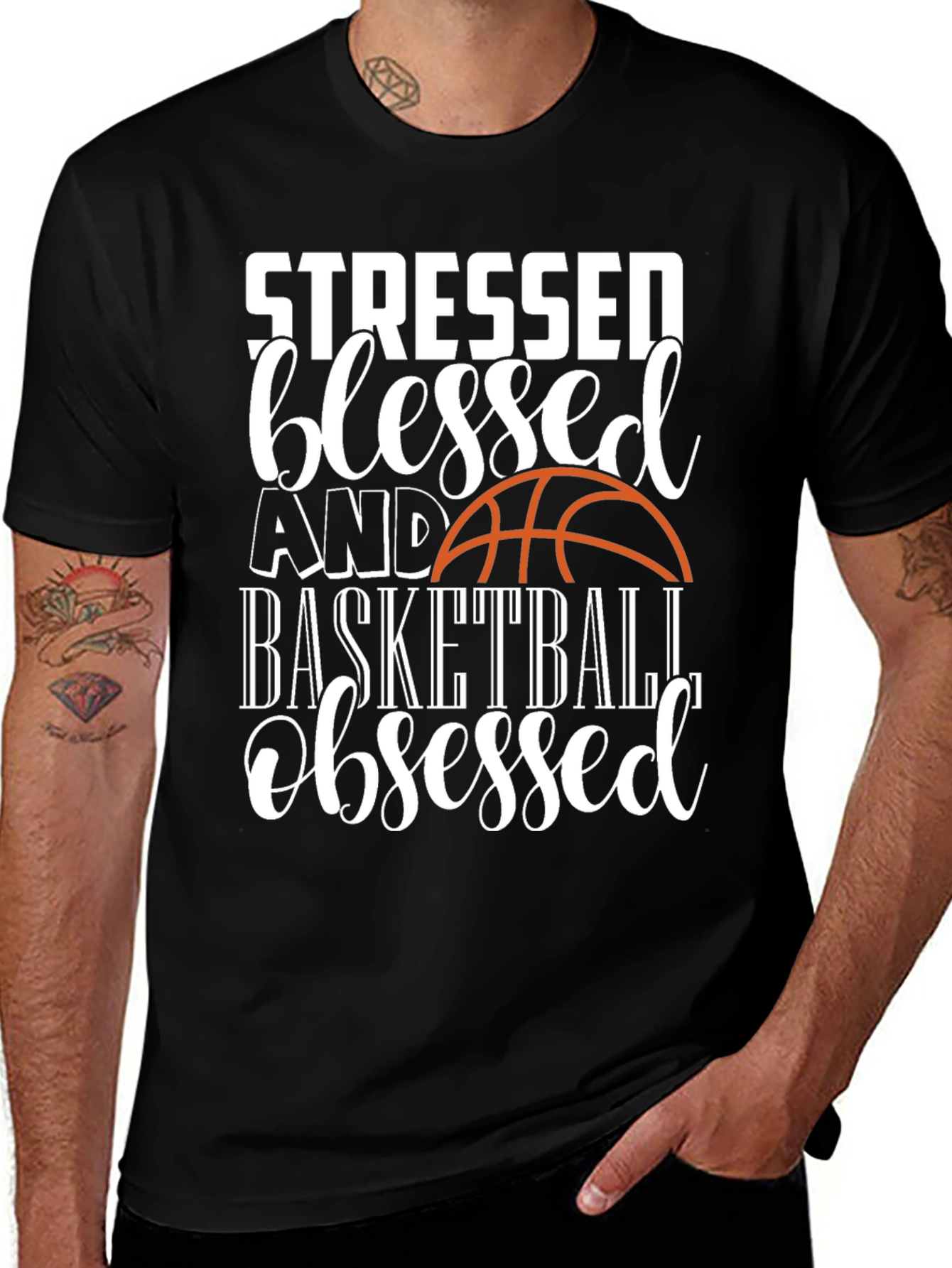 Stressed Blessed Basketball Obsessed Graphic Tee