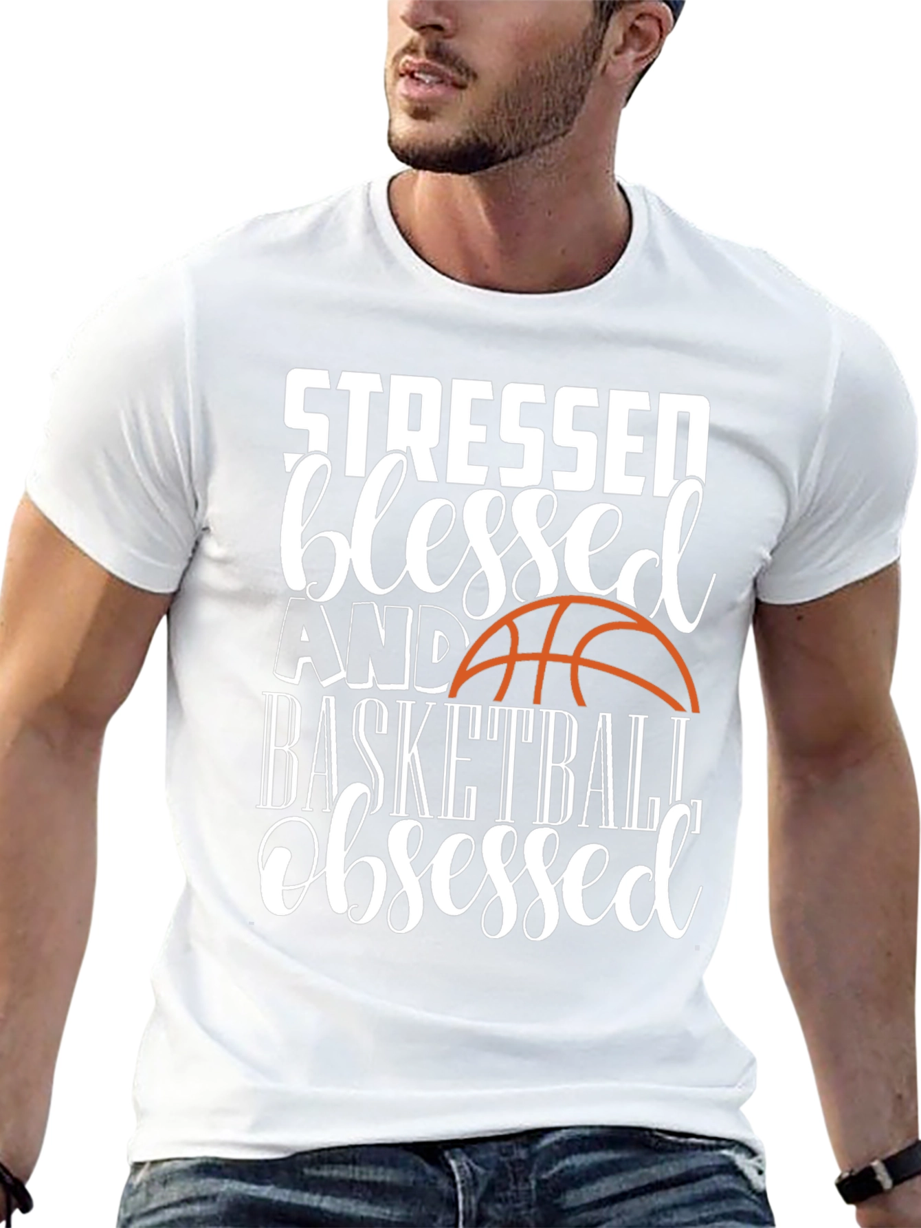 Stressed Blessed Basketball Obsessed Graphic Tee