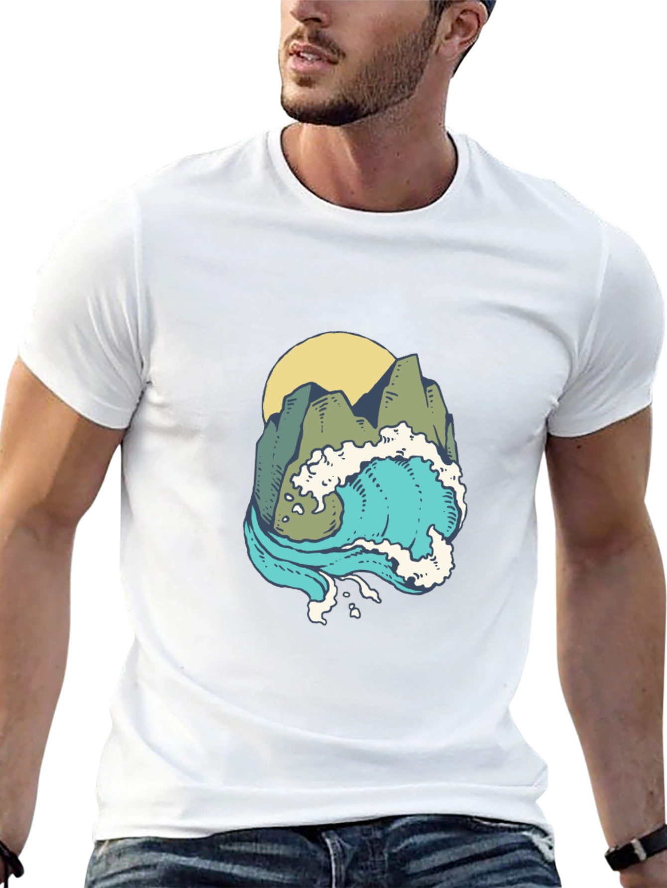 Mountain Wave Graphic Black T-Shirt