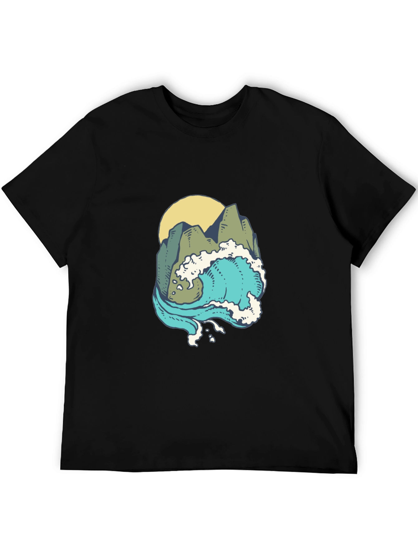 Mountain Wave Graphic Black T-Shirt
