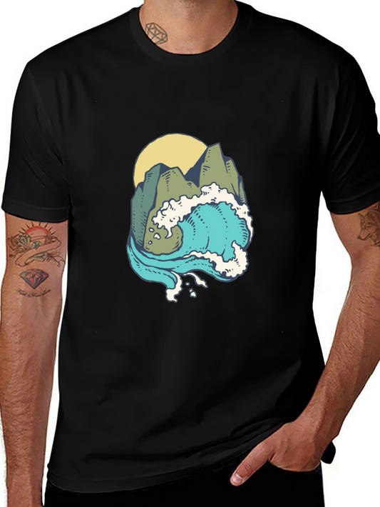 Mountain Wave Graphic Black T-Shirt