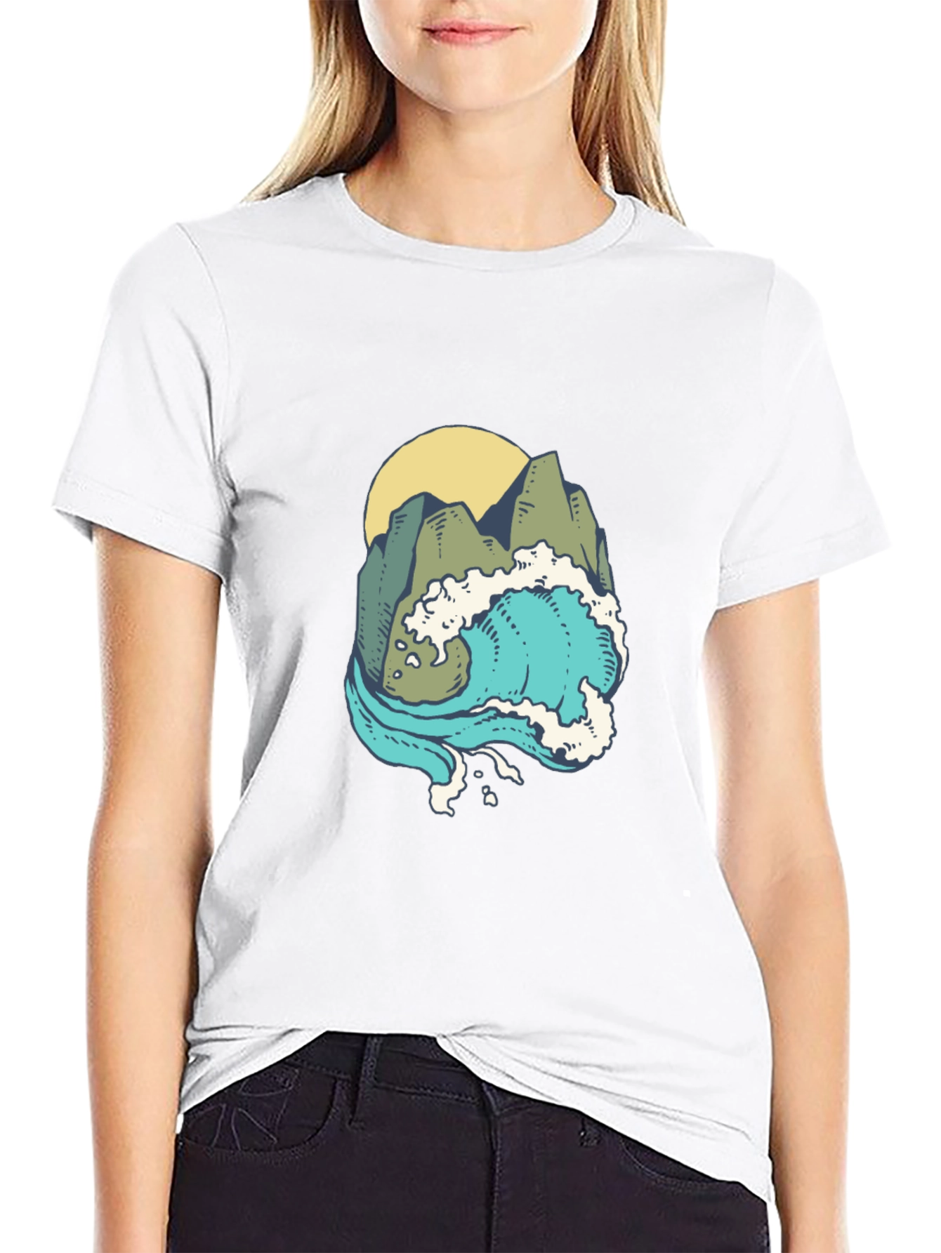 Mountain Wave Graphic Black T-Shirt