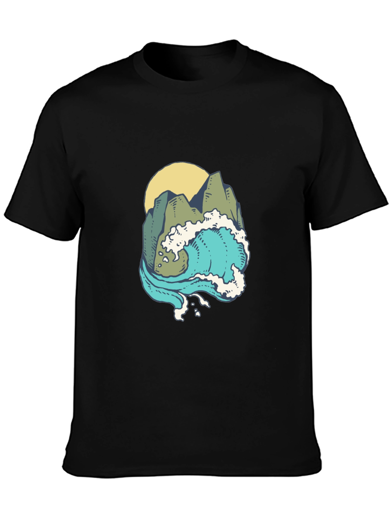 Mountain Wave Graphic Black T-Shirt