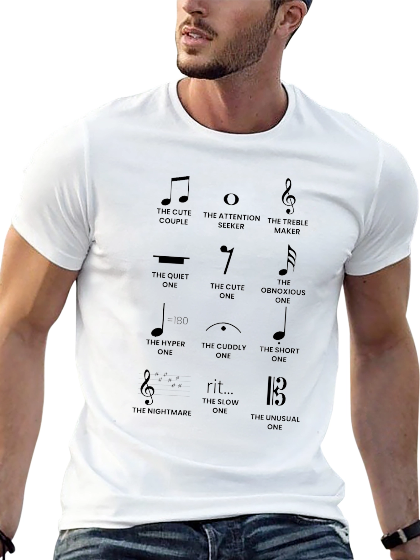 Music Note Personality Black T-Shirt