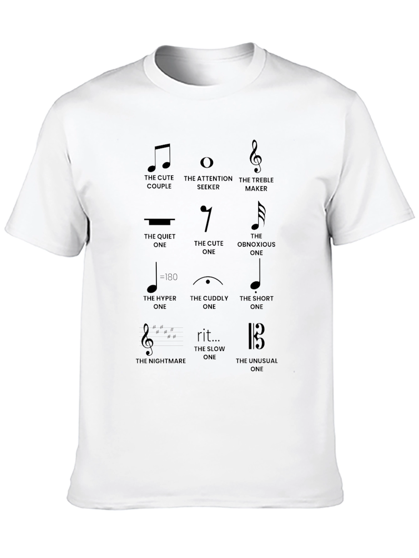 Music Note Personality Black T-Shirt