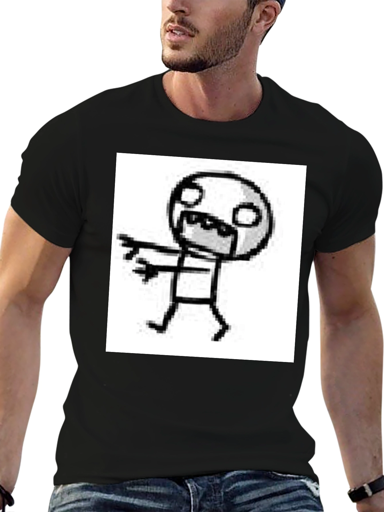 Black Tee with Funny Doodle Graphic