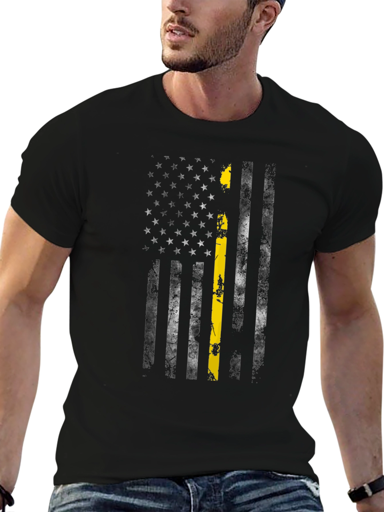 Thin Yellow Line American Flag T-Shirt