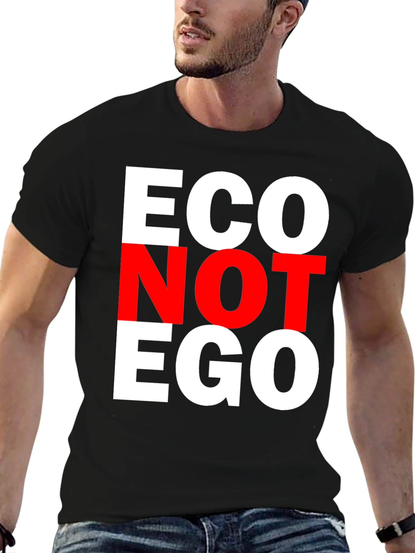 Eco Not Ego T-Shirt - Black Cotton Tee