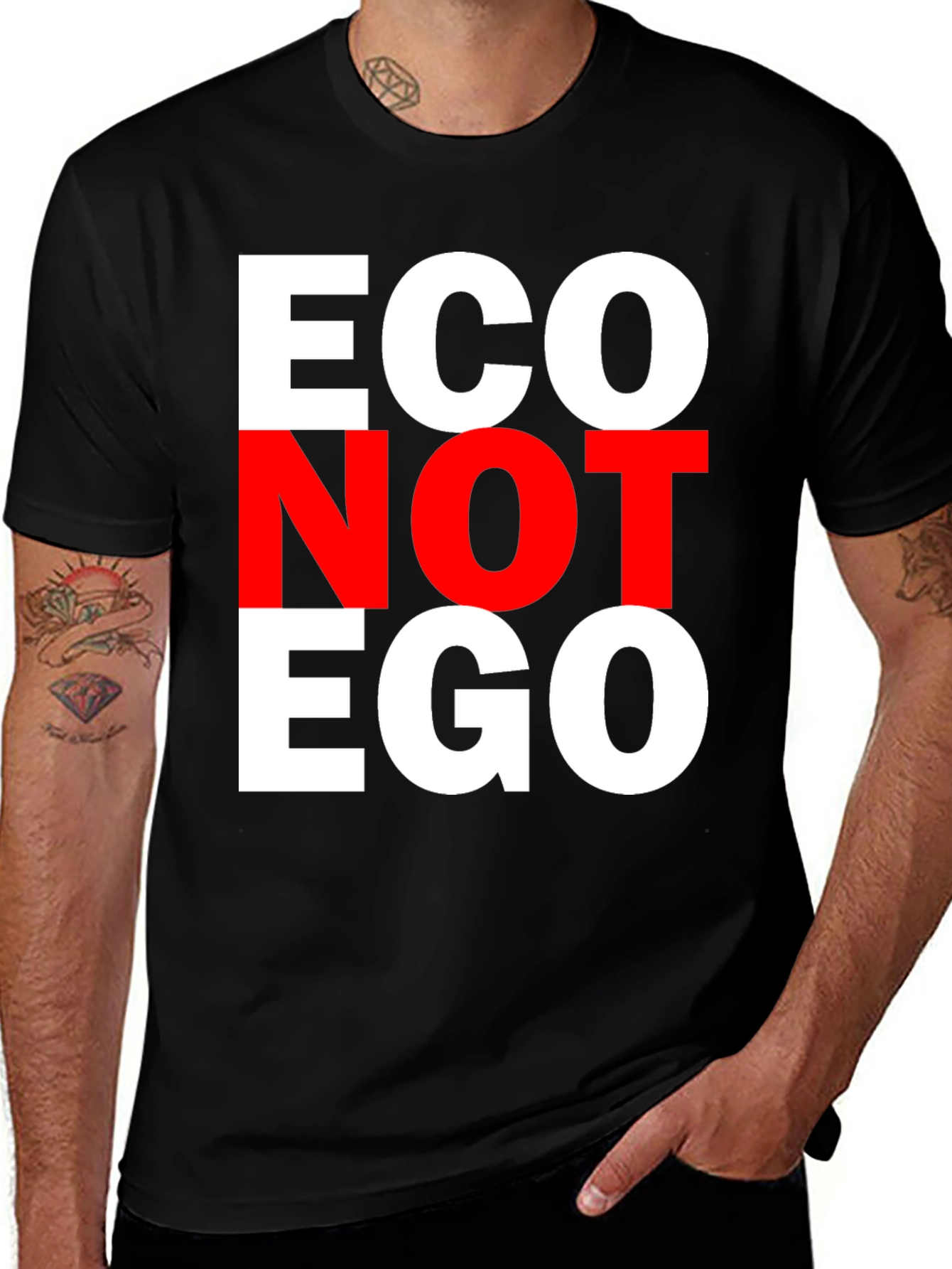 Eco Not Ego T-Shirt - Black Cotton Tee