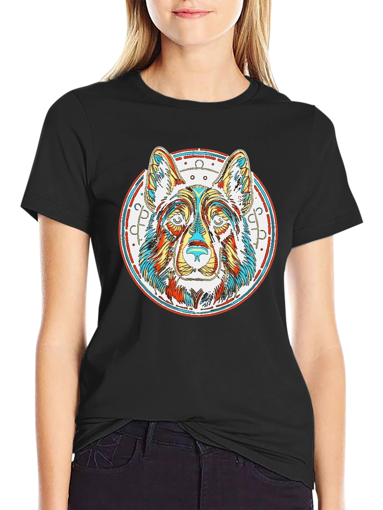 Colorful Dog Graphic T-Shirt