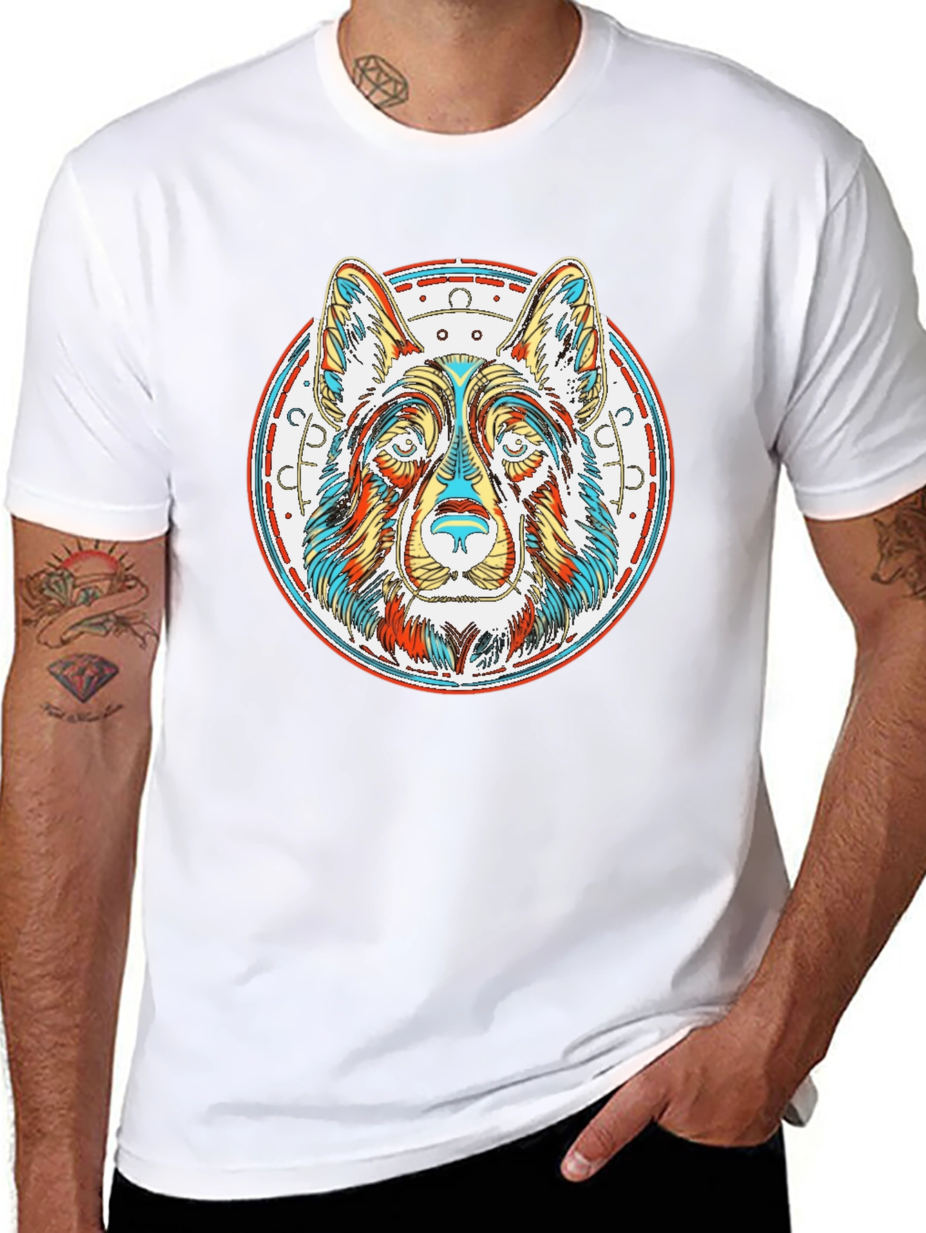 Colorful Dog Graphic T-Shirt