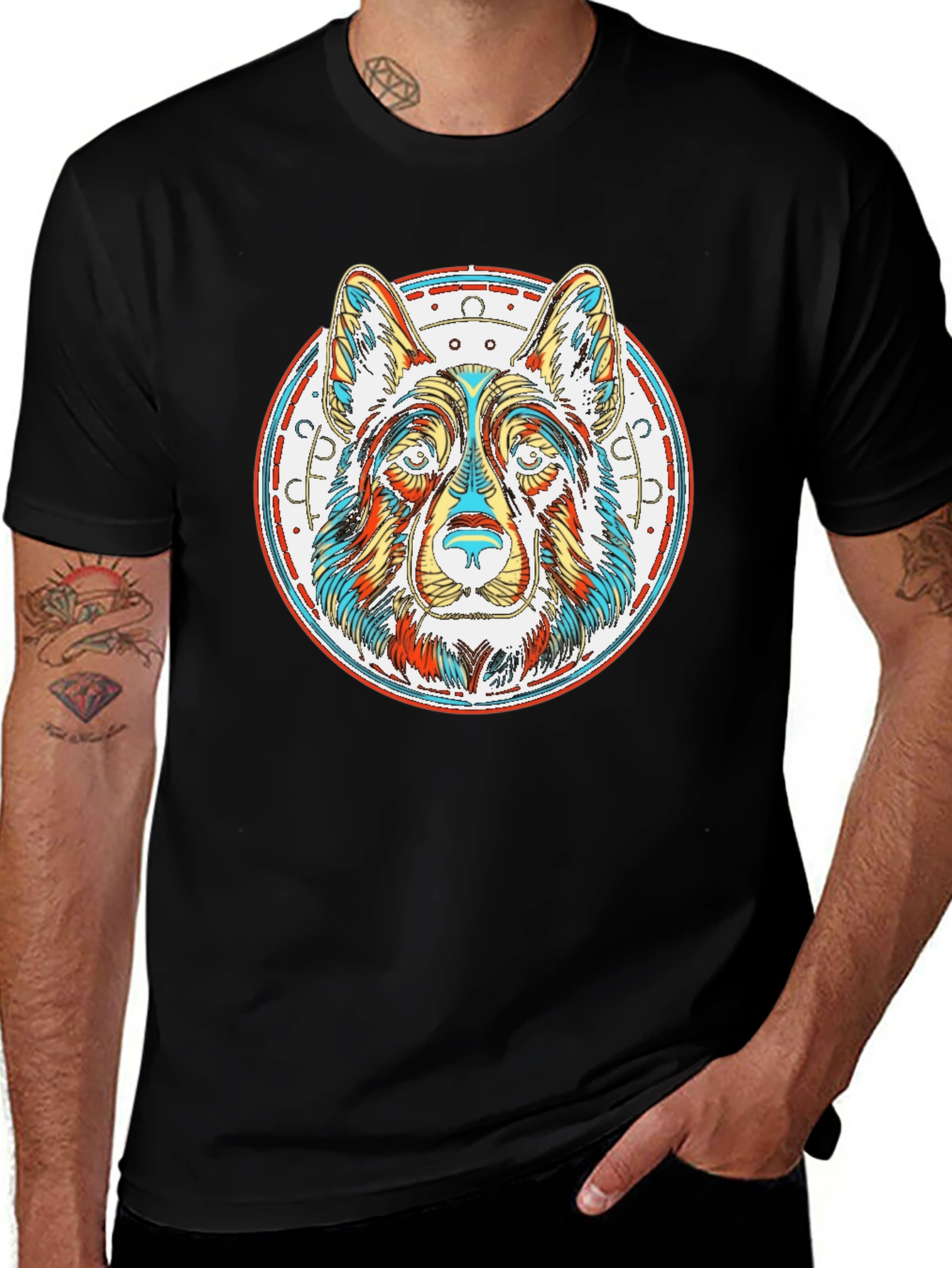 Colorful Dog Graphic T-Shirt