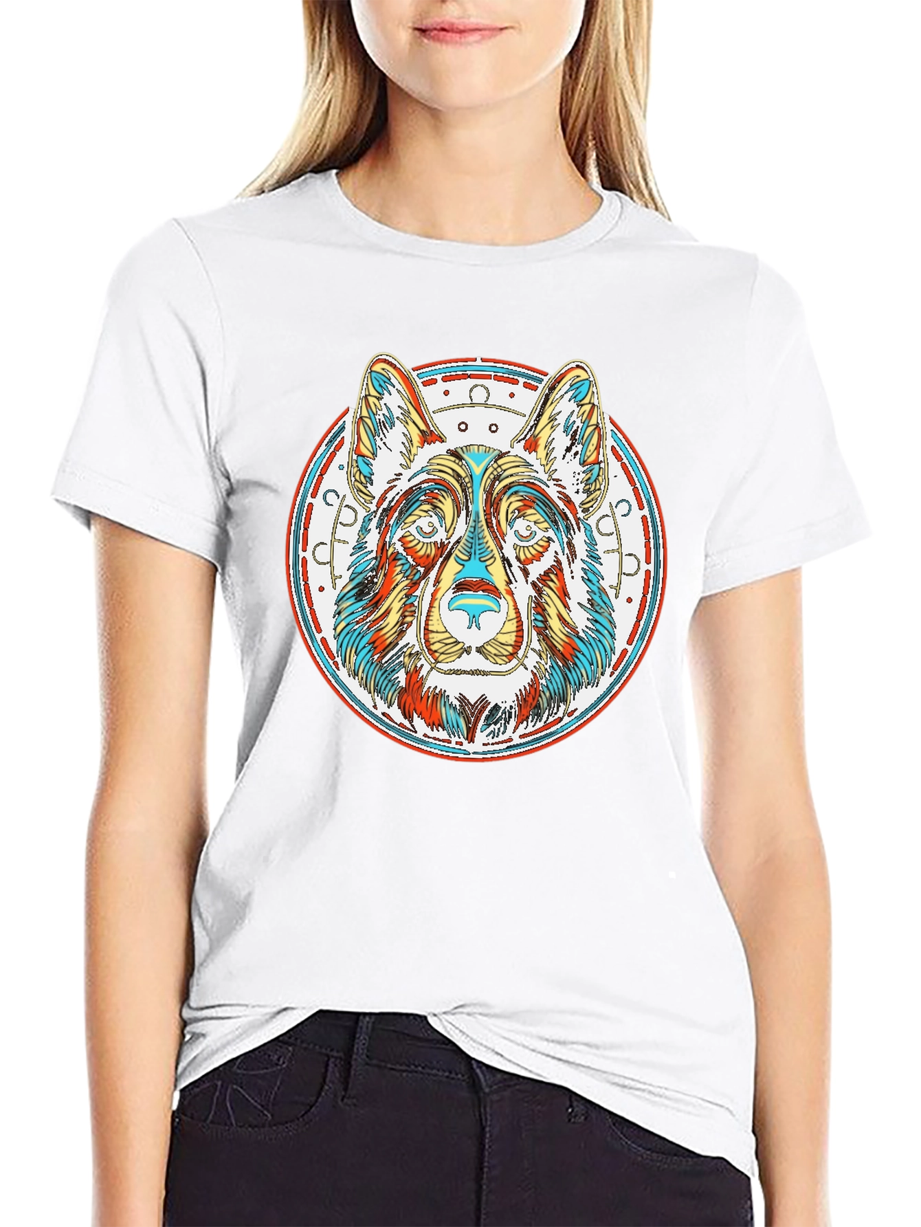 Colorful Dog Graphic T-Shirt