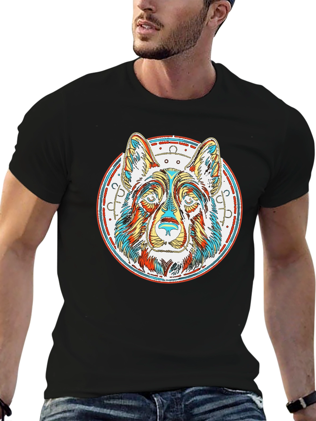 Colorful Dog Graphic T-Shirt
