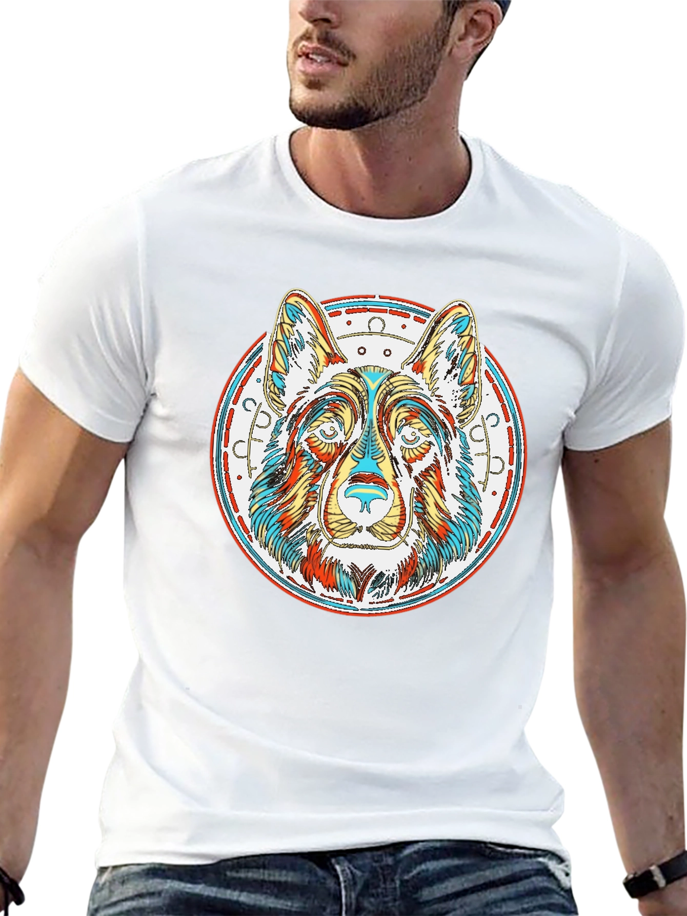 Colorful Dog Graphic T-Shirt