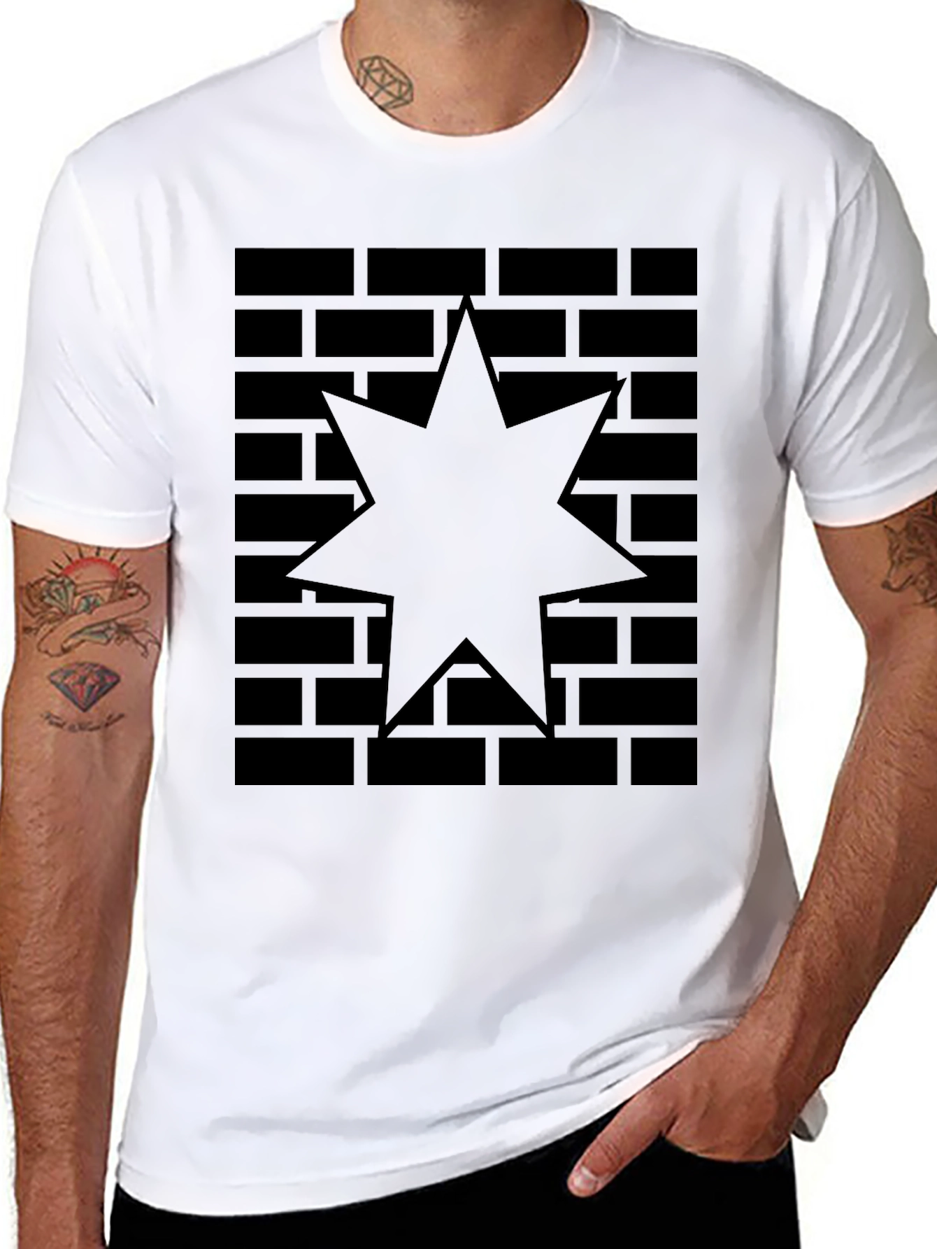 Brick Star Graphic Tee - Modern Black Shirt