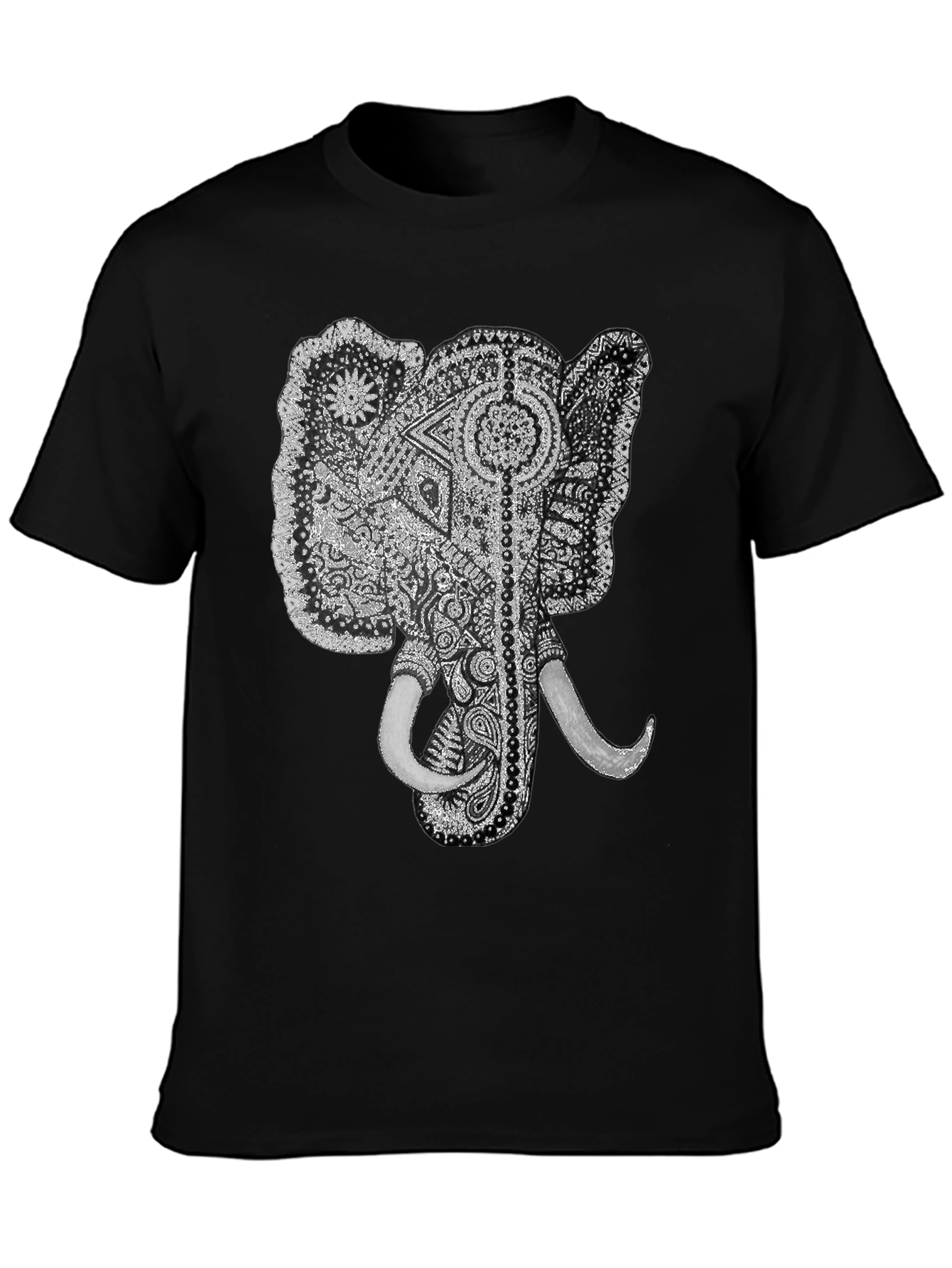 Elephant Graphic Tee - Black Cotton T-Shirt