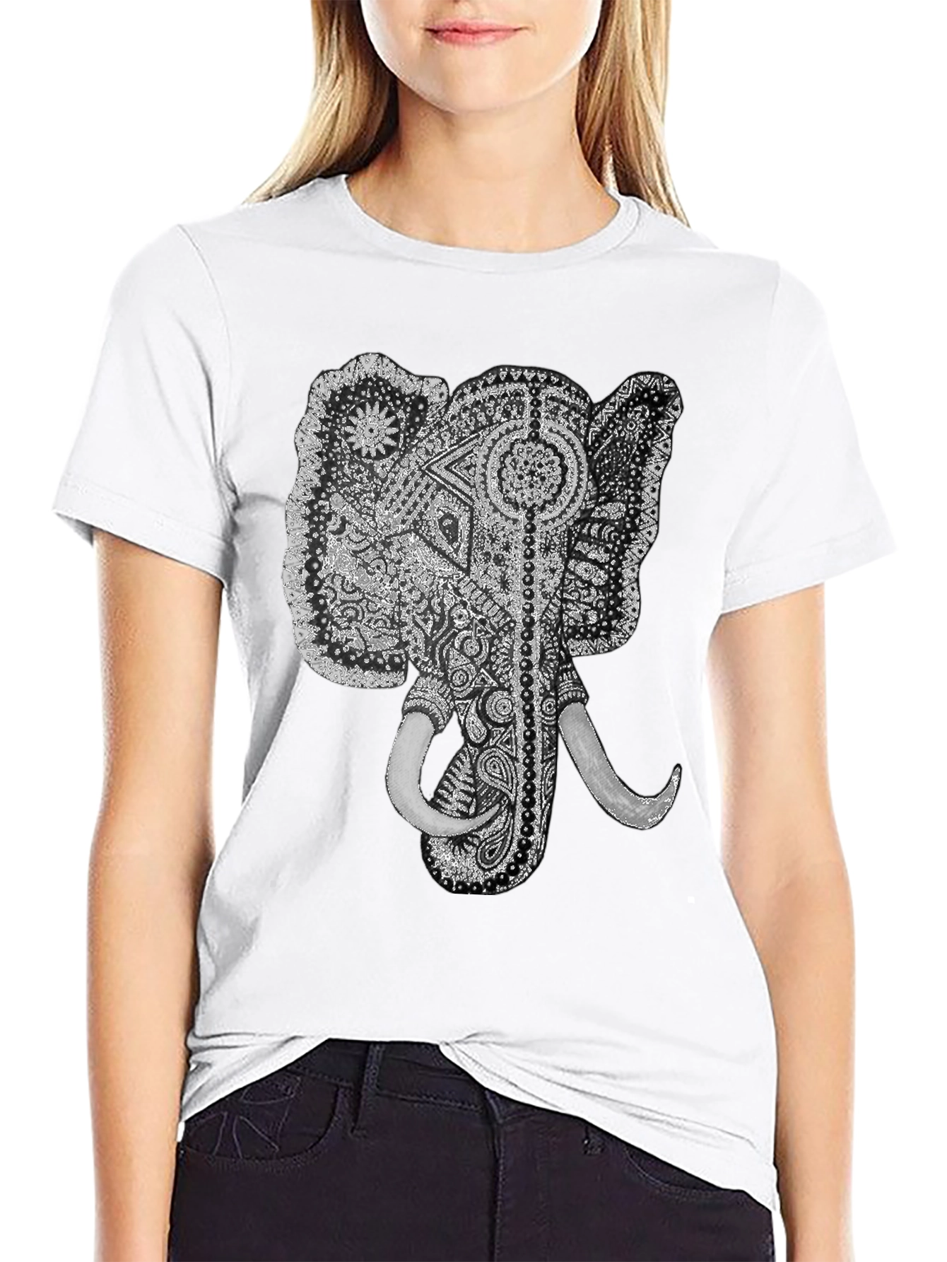Elephant Graphic Tee - Black Cotton T-Shirt