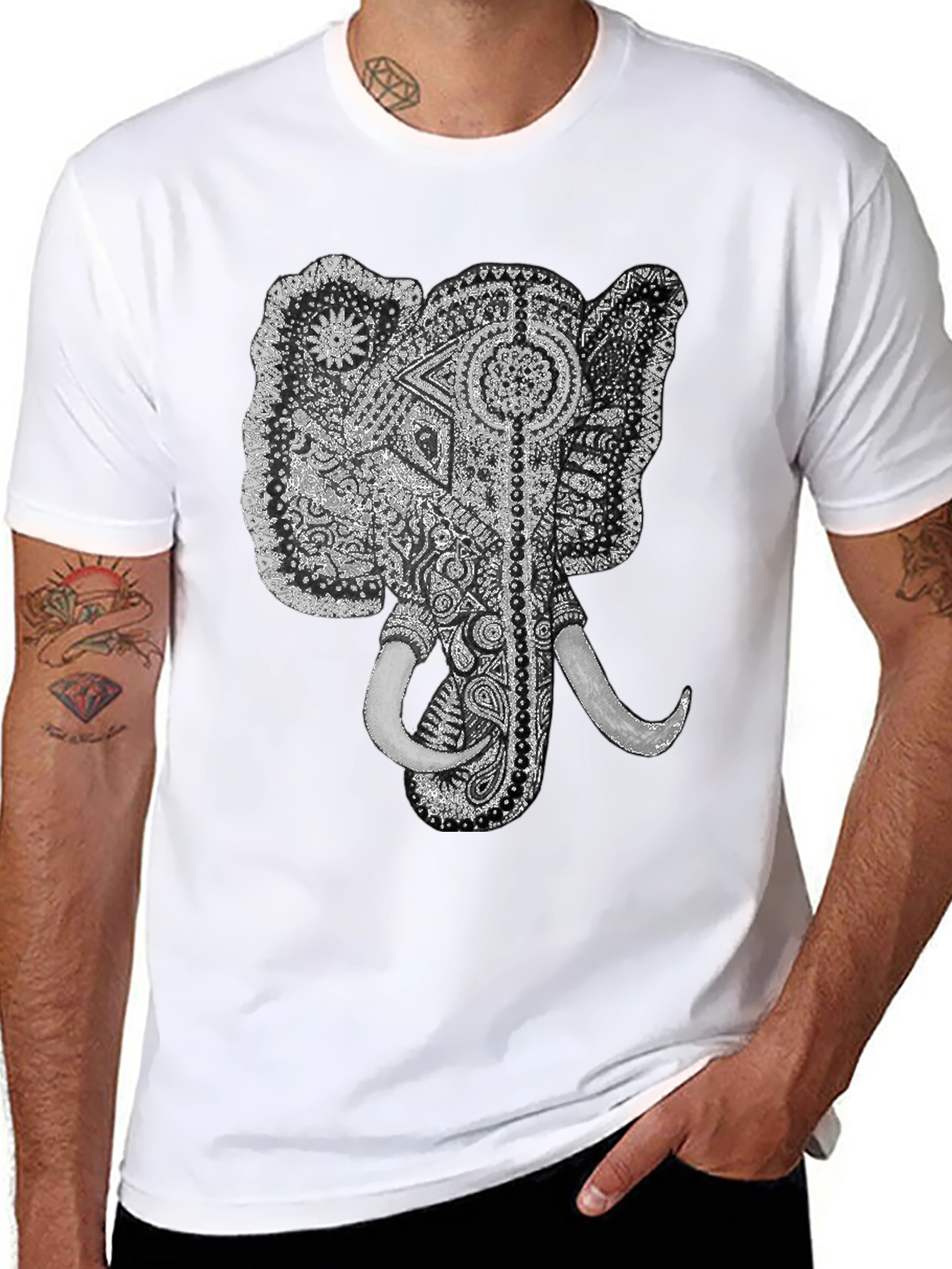 Elephant Graphic Tee - Black Cotton T-Shirt