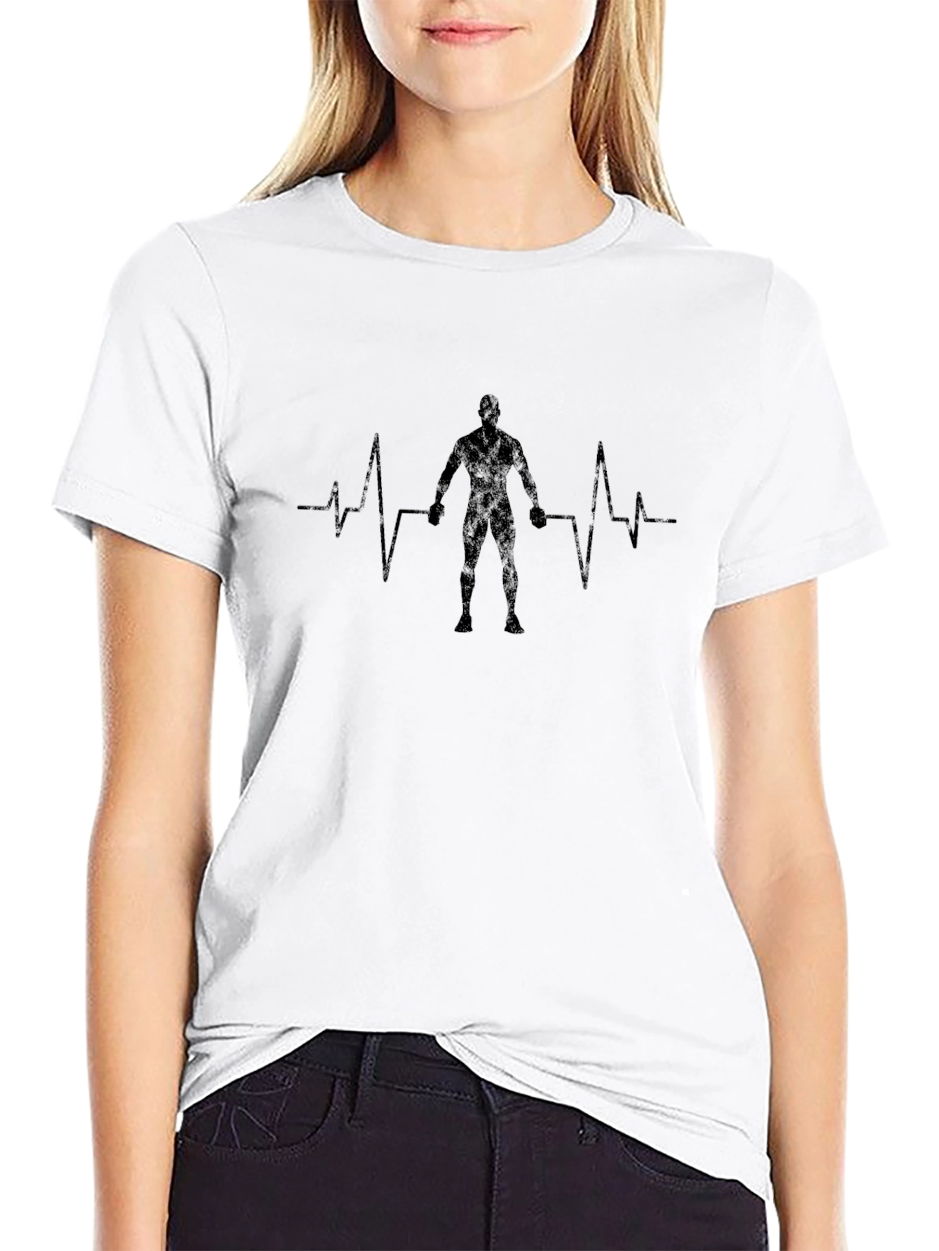 Fitness Heartbeat T-Shirt - Black Gym Motivation Tee