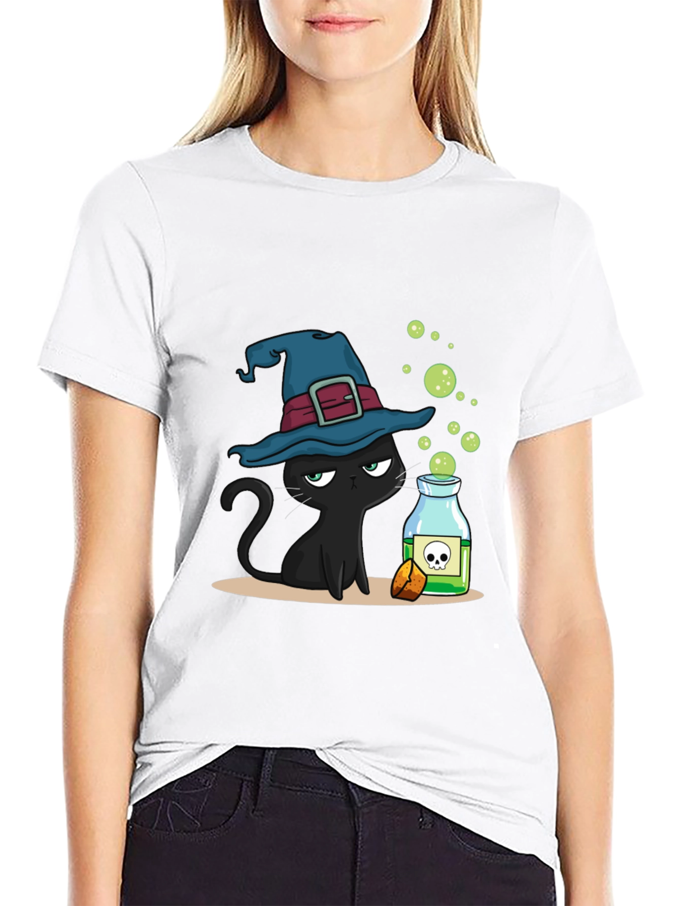 Witch Cat Potion Graphic T-Shirt