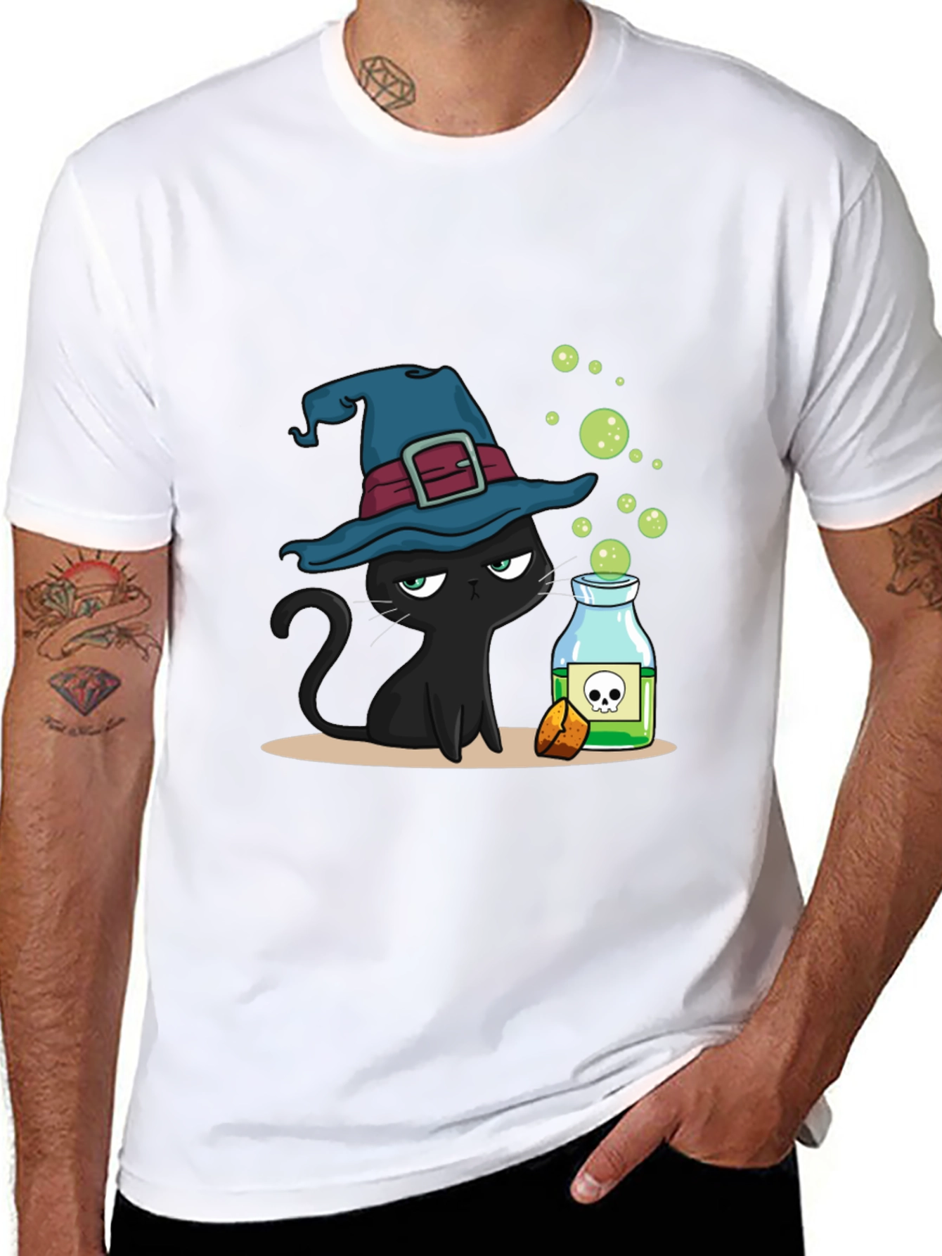 Witch Cat Potion Graphic T-Shirt