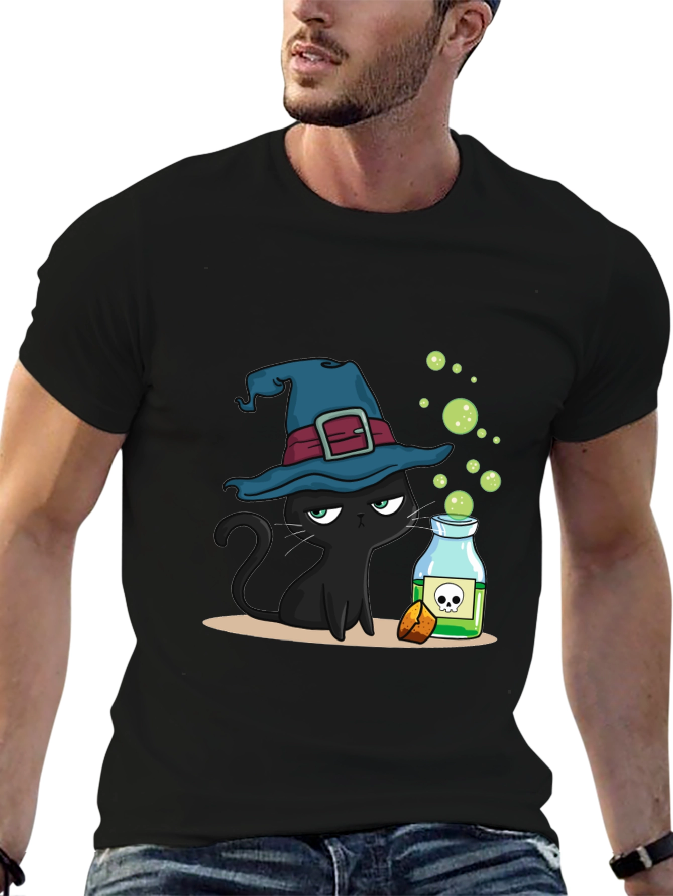Witch Cat Potion Graphic T-Shirt