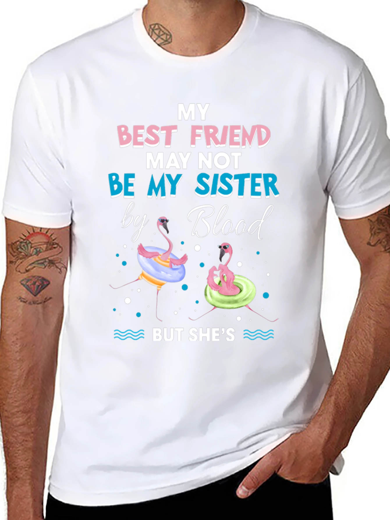Best Friend Sister Flamingo Graphic Tee