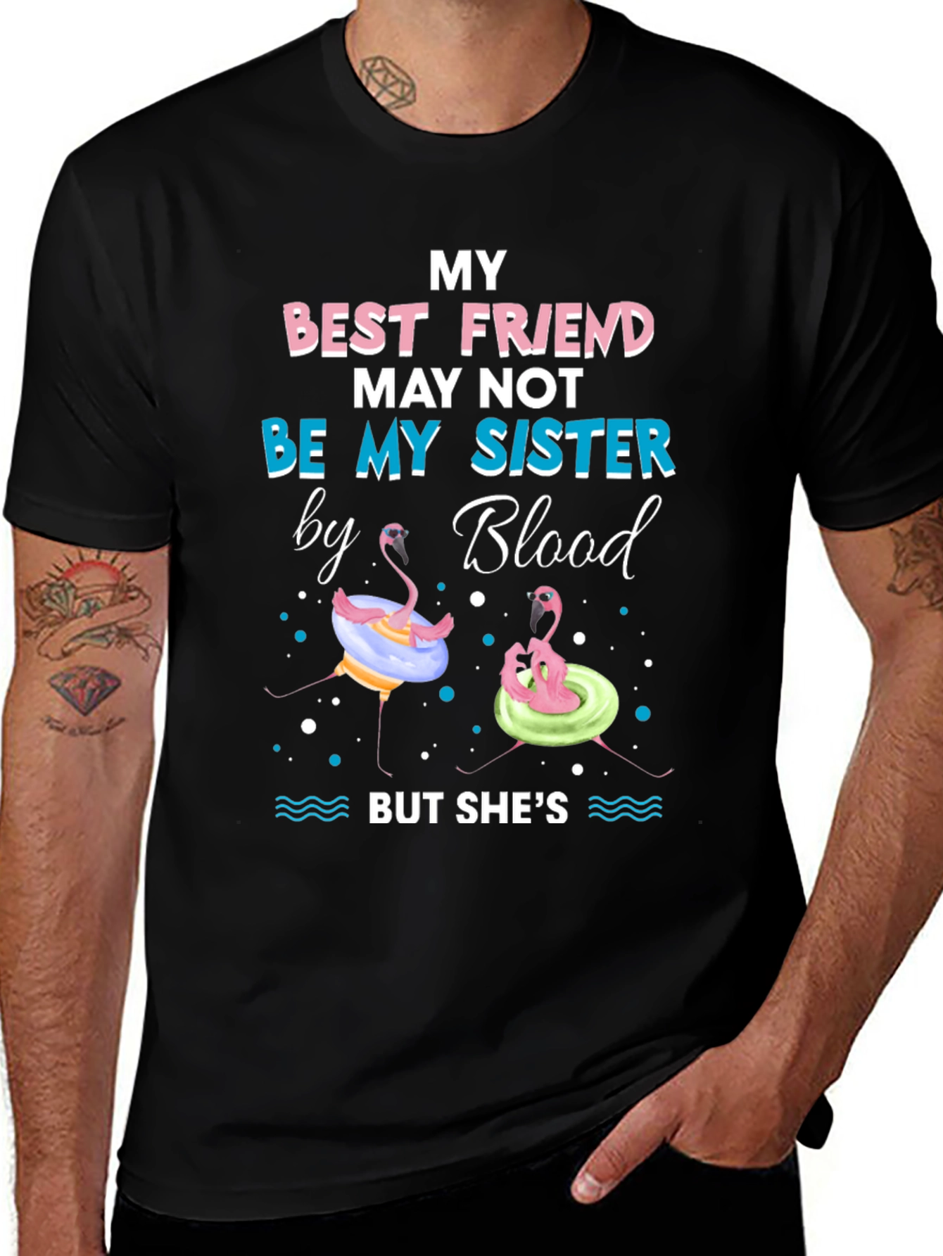Best Friend Sister Flamingo Graphic Tee