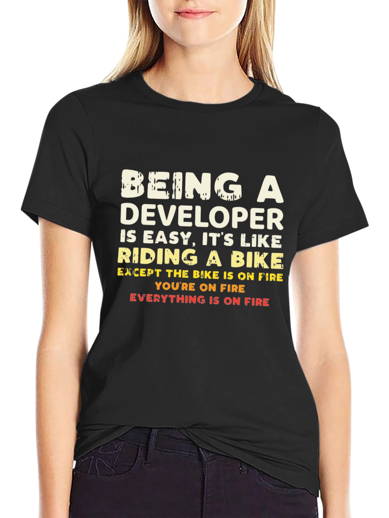 Funny Developer T-Shirt - On Fire Programmer Gift