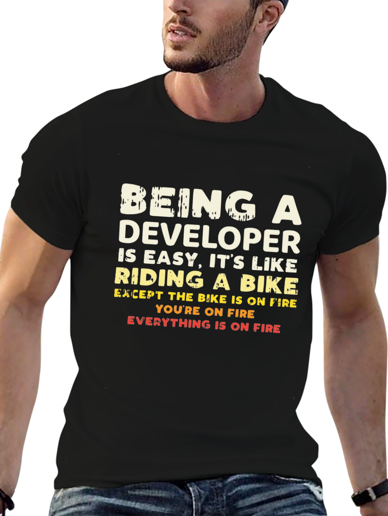 Funny Developer T-Shirt - On Fire Programmer Gift