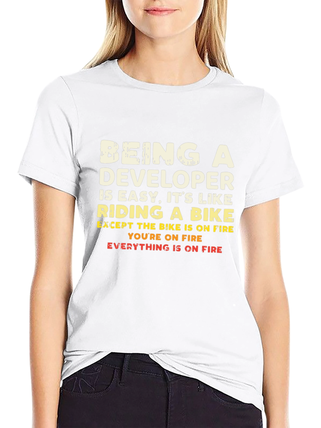 Funny Developer T-Shirt - On Fire Programmer Gift