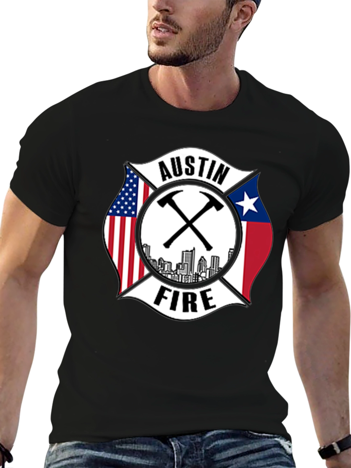 Austin Fire Dept T-Shirt - Patriotic Firefighter Tee