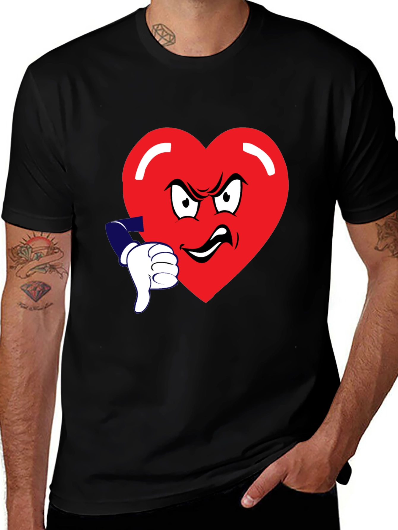 Grumpy Heart Thumbs Down Graphic Tee