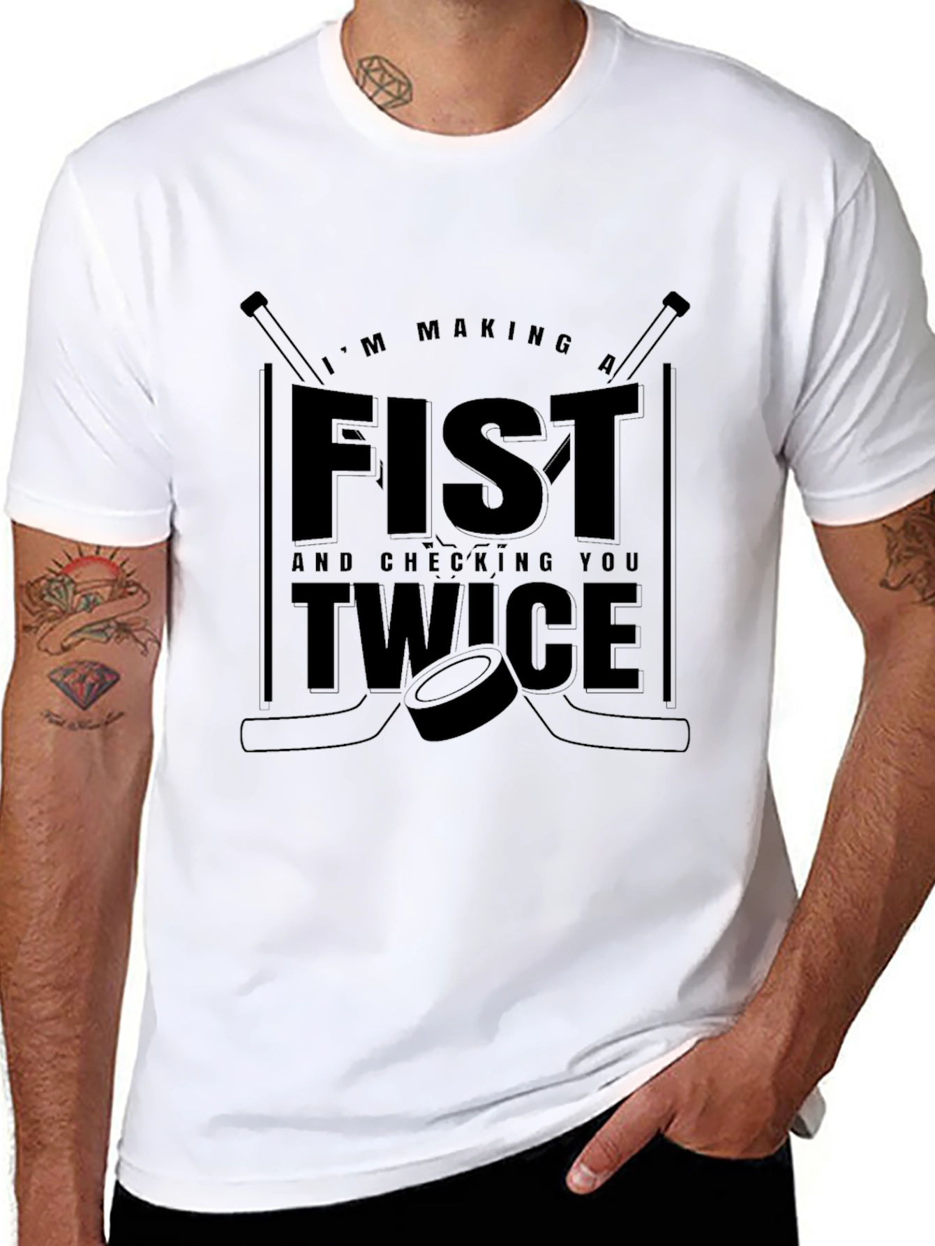 Hockey Fist & Checking Twice T-Shirt