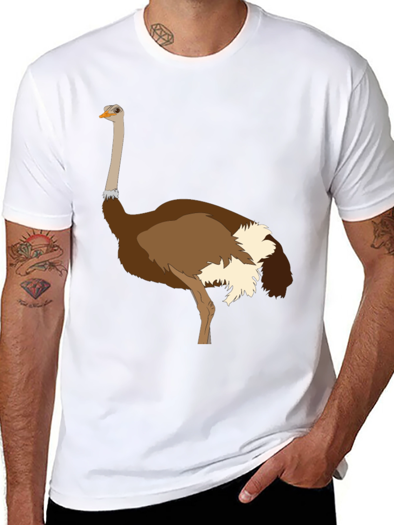 Ostrich Graphic Tee - Unique Bird Design