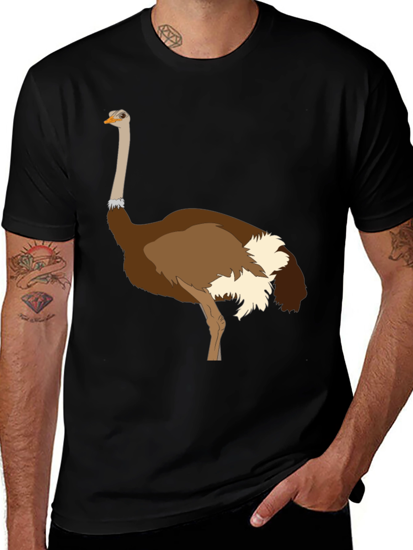Ostrich Graphic Tee - Unique Bird Design