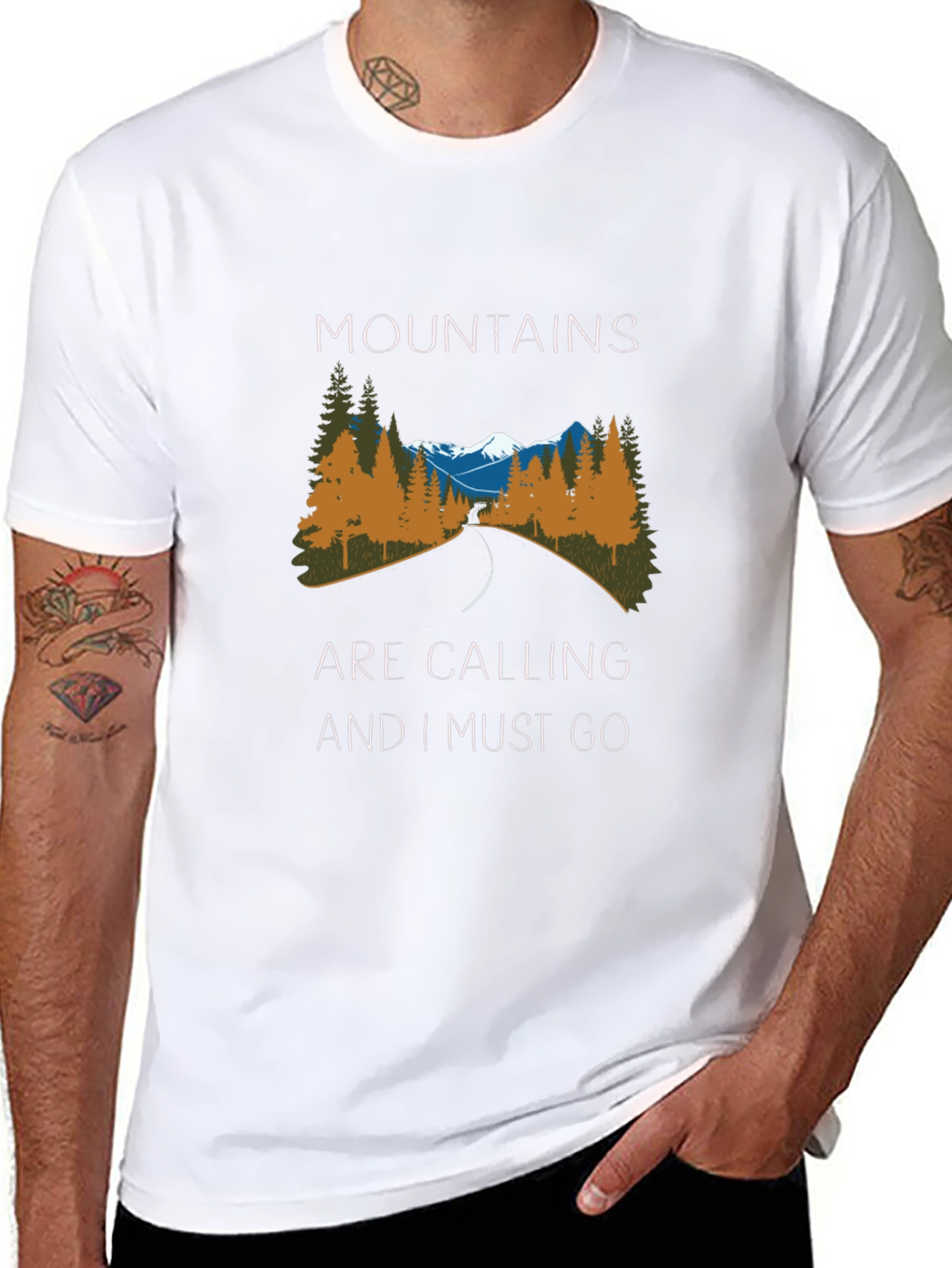 Mountains are Calling Black Graphic Tee