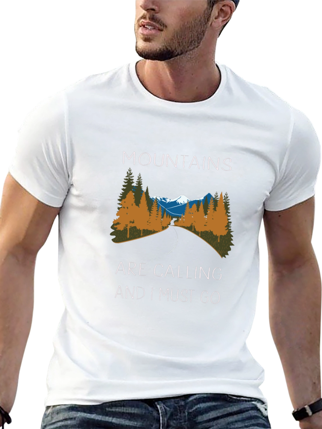 Mountains are Calling Black Graphic Tee