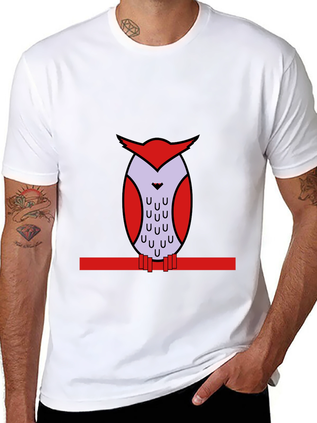 Owl Graphic Print Black T-Shirt