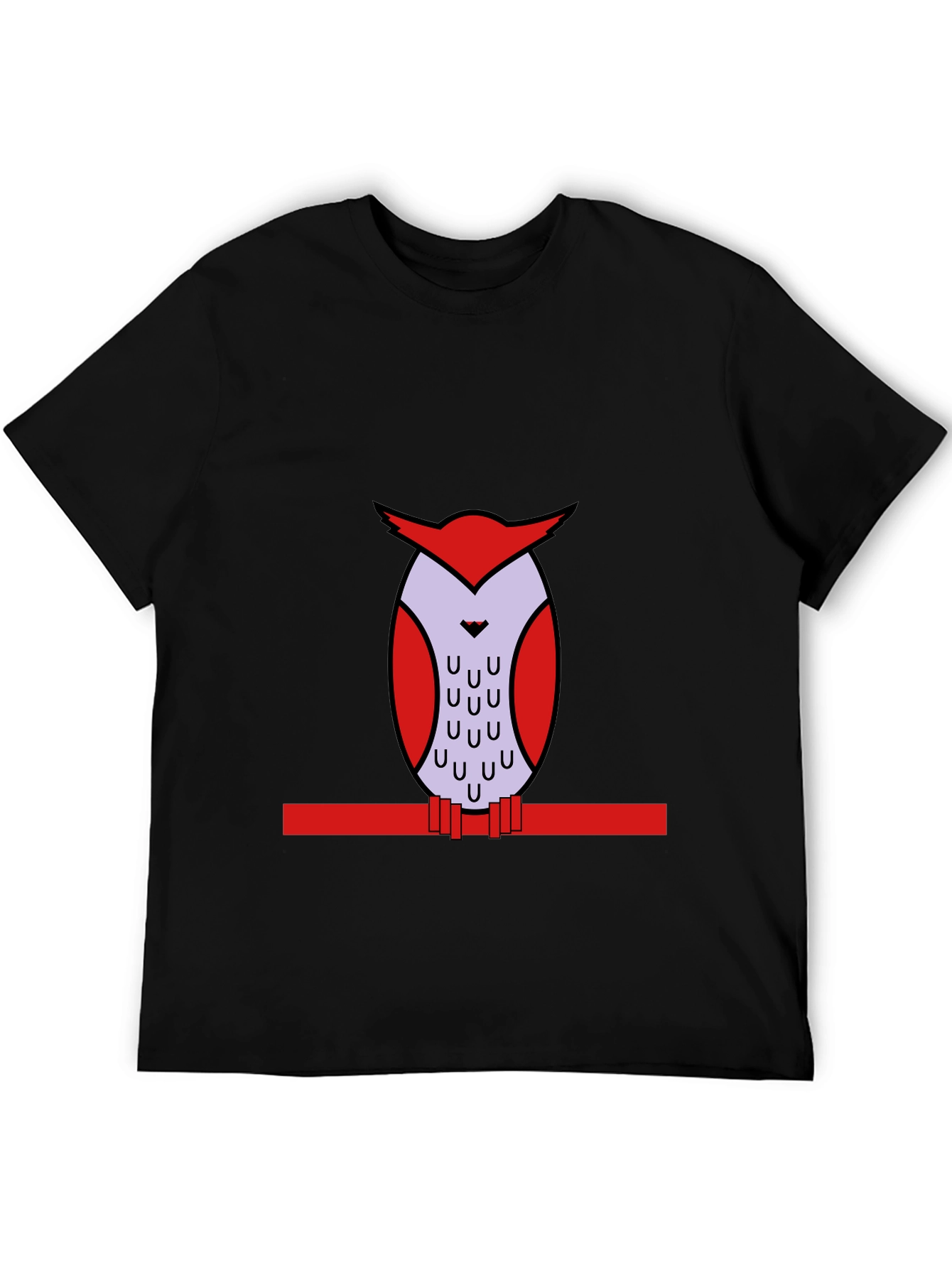 Owl Graphic Print Black T-Shirt