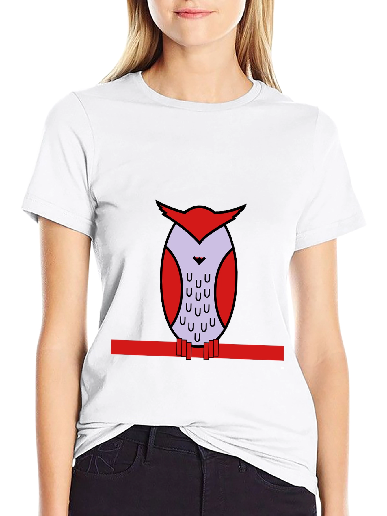 Owl Graphic Print Black T-Shirt