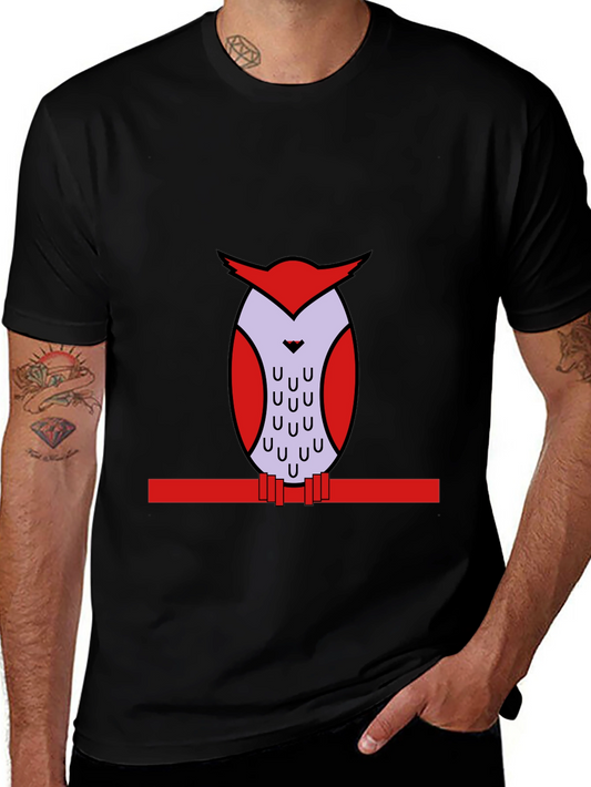 Owl Graphic Print Black T-Shirt