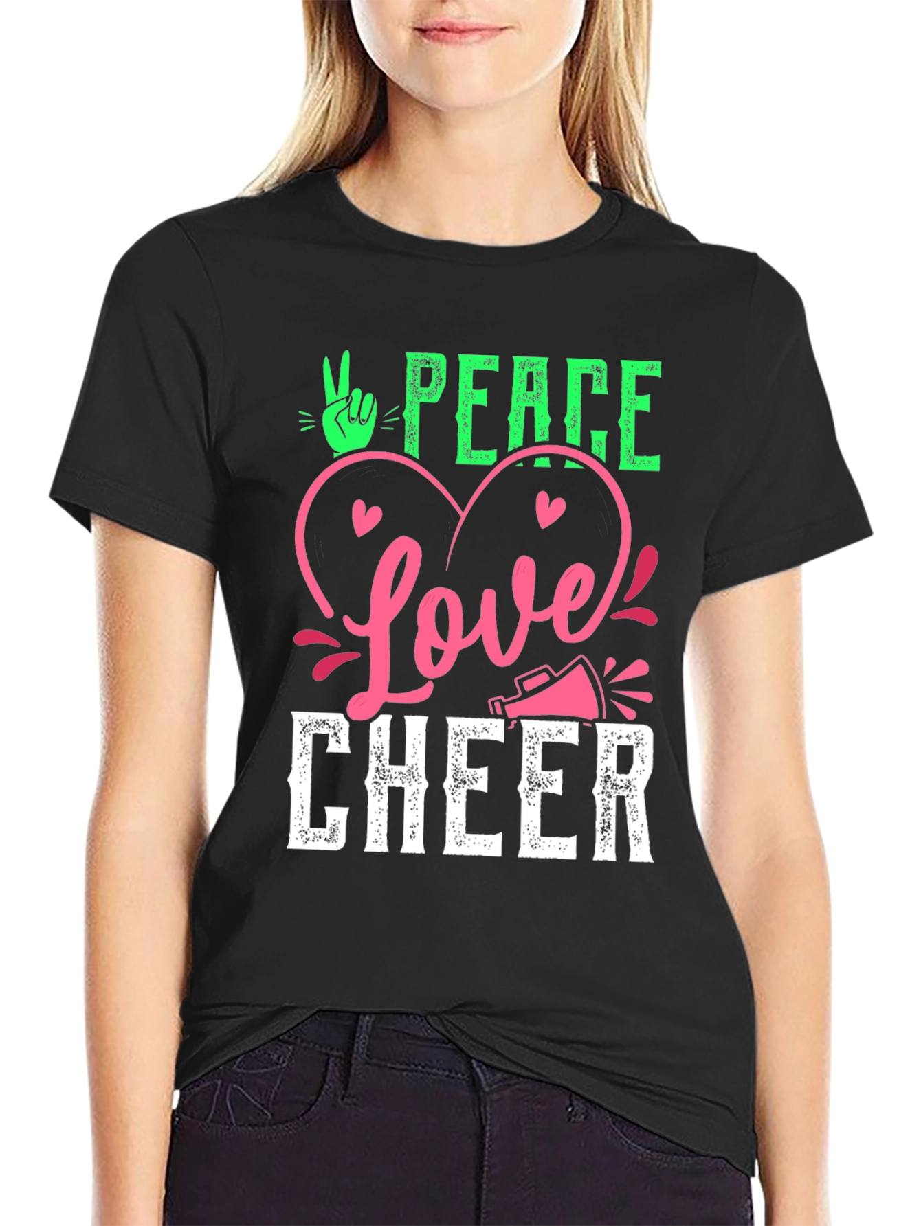 Peace Love Cheer Graphic T-Shirt